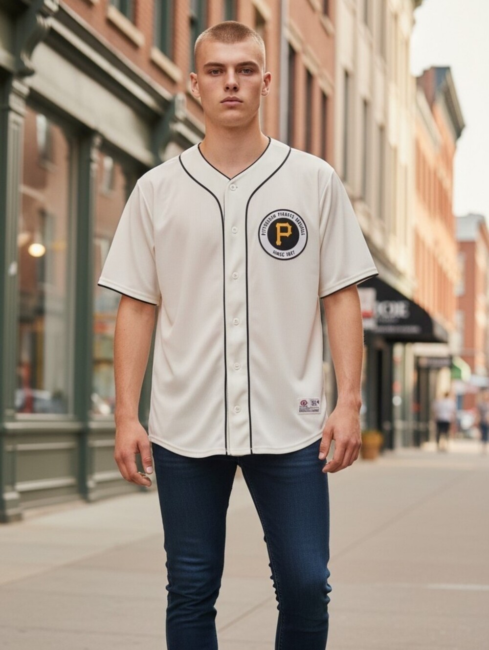 Pittsburgh Pirates Baseball Jersey True Fan White Black Gold Small 34-36 MLB - Picture 2 of 9